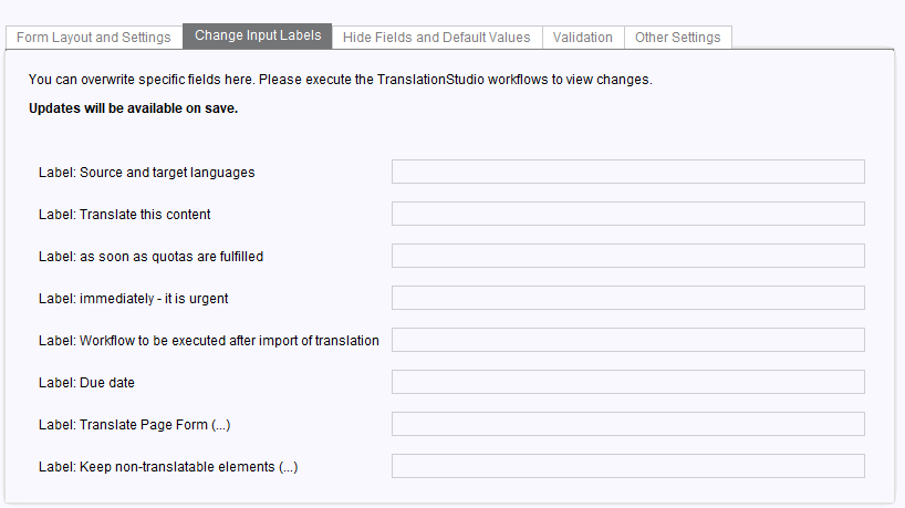 Change input labels