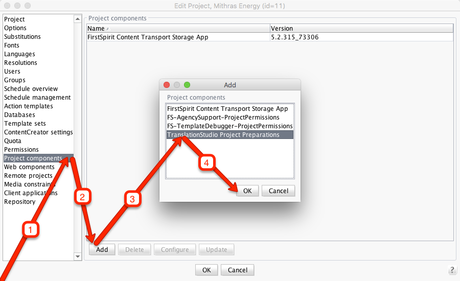 Installing a project component