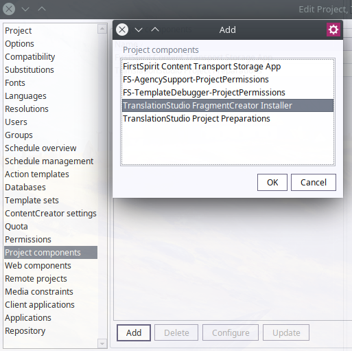 Installing the FragmentCreator project component